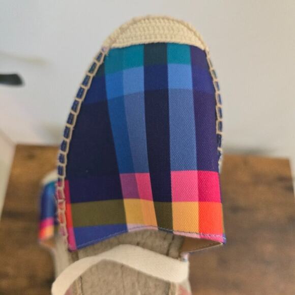 J. Crew Women’s Lace-Up D'Orsay Espadrille Plaid Madras Summer Sandals - Picture 4 of 6